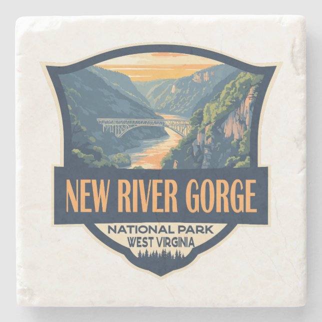 Dessous-de-verre En Pierre Nouveau Parc national de la Gorge River Illustrati (Devant)