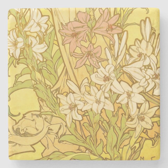 Dessous-de-verre En Pierre Nouvelle Lily flowers (Devant)