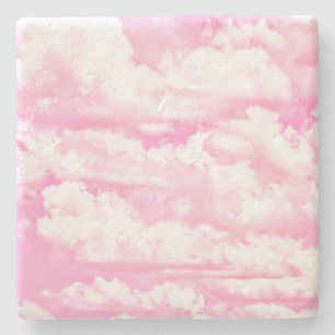 Dessous-de-verre En Pierre Nuages Pastel Rose Chaud
