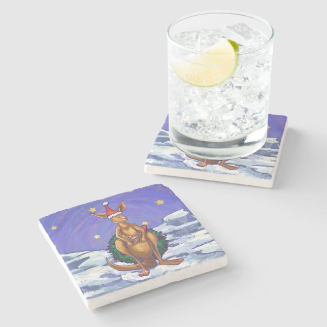 Dessous-de-verre En Pierre Nuit étoilée de Noël Kangaroo (Côté)