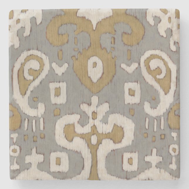 Dessous-de-verre En Pierre Ochre Ikat I (Devant)