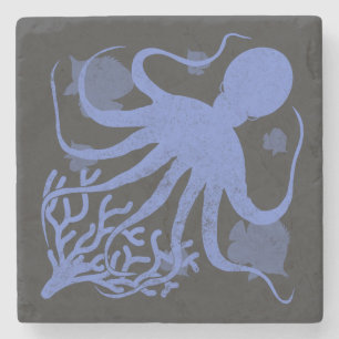 Dessous-de-verre En Pierre Octopus (dark background)