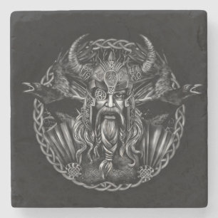 Dessous-de-verre En Pierre Odin et ses corbeaux Huginn et Muninn