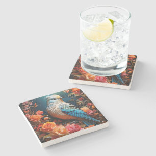 Dessous-de-verre En Pierre Oiseau bleu de nature fantaisiste