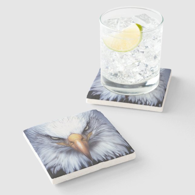 Dessous-de-verre En Pierre Oiseau d'aigle à tête blanche (Côté)