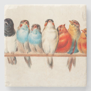 Dessous-de-verre En Pierre Oiseaux Assis joliment et calmes