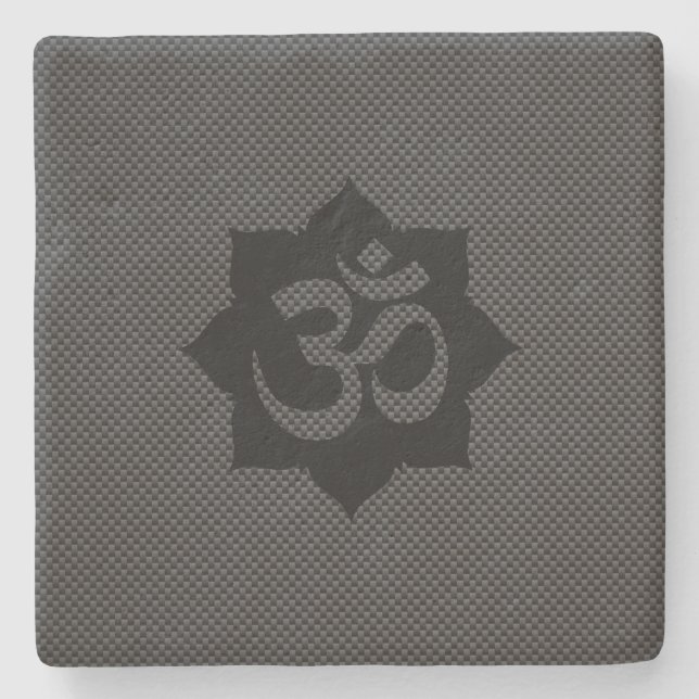 Dessous-de-verre En Pierre OM Symbole Lotus Spiritualité Yoga Style carbone (Devant)