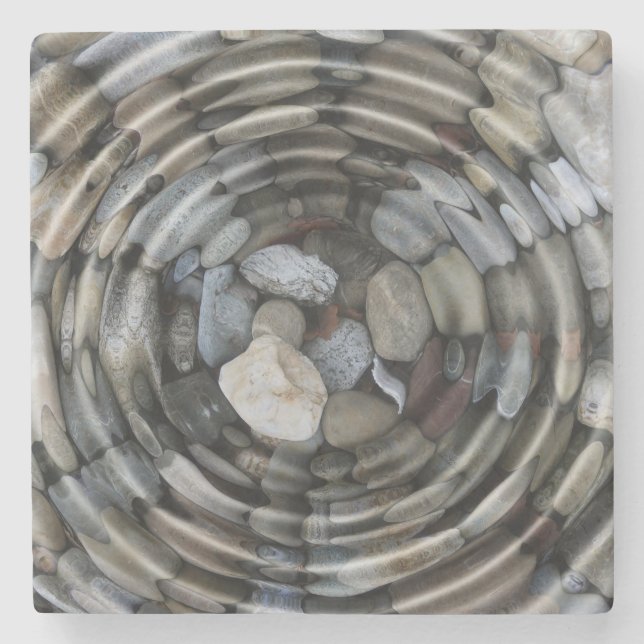 Dessous-de-verre En Pierre Ondes et galets (Devant)