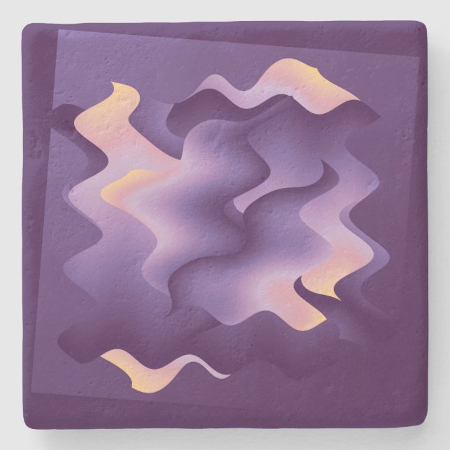 Dessous-de-verre En Pierre Ondes violettes (Devant)