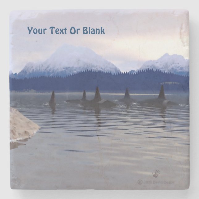 Dessous-de-verre En Pierre Orca d'eau foncée (Devant)