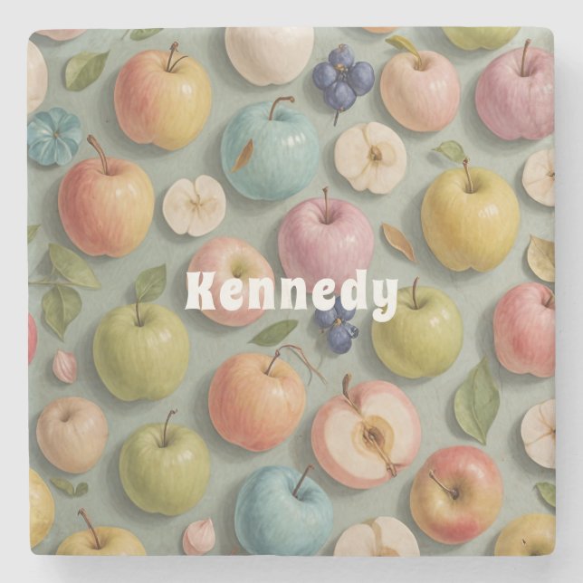 Dessous-de-verre En Pierre Orchard Whimsy : Fruits pastel (Devant)