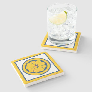 Dessous-de-verre En Pierre Oriental jaune bleu Sakai Japon Mon vector Art