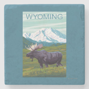 Dessous-de-verre En Pierre Orignaux avec MountainWyoming
