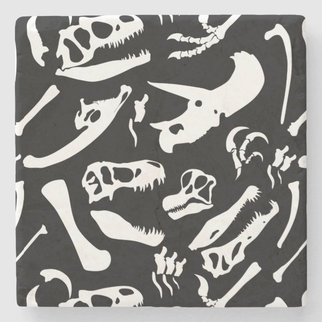 Dessous-de-verre En Pierre Os de dinosaure (Noir) (Devant)