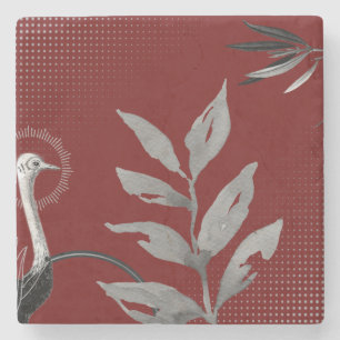 Dessous-de-verre En Pierre Ostrich Feuilles d'aquarelle moderne   Bourgogne