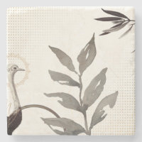 Ostrich Feuilles d'aquarelle moderne | Ivoire