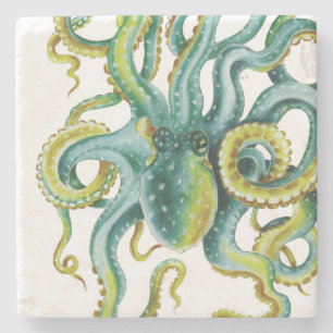 Dessous-de-verre En Pierre Otopus bleu aquarelle