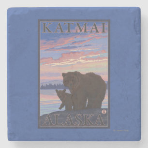 Dessous-de-verre En Pierre Ours et CUB - Katmai, Alaska