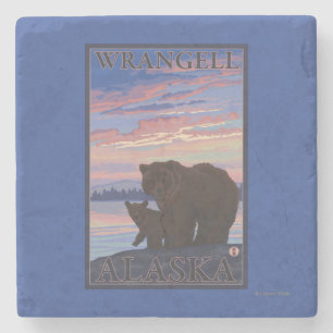 Dessous-de-verre En Pierre Ours et CUB - Wrangell, Alaska