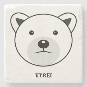 Dessous-de-verre En Pierre Ours polaire caricature mignon