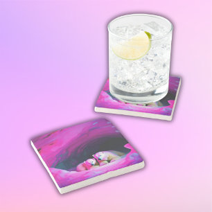 Dessous-de-verre En Pierre Ours polaire maman avec petit  