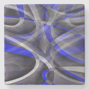 Dessous-de-verre En Pierre Pa Royal Blue et Gris Groovy des Années 80 à Ligne