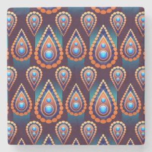 Dessous-de-verre En Pierre Paisley Comme Motif de bijoux coloré