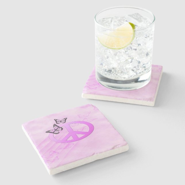 Dessous-de-verre En Pierre Paix rose (Côté)