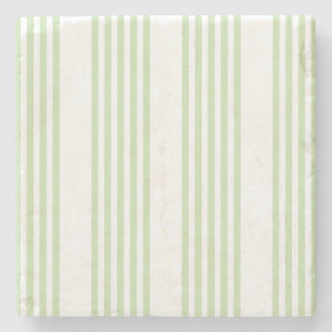 Dessous-de-verre En Pierre Pale vert et blanc cinq bandes motif