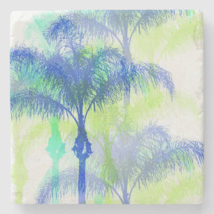 Dessous-de-verre En Pierre Palm Tree Art Vacances Piscine Dessous de verre de