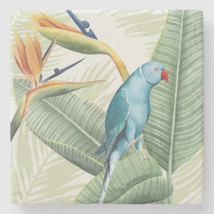 Dessous-de-verre En Pierre Palmettes avec l'oiseau bleu