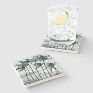 Dessous-de-verre En Pierre Palmier Tropical Nuages