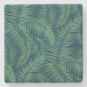 Dessous-de-verre En Pierre Palmiers tropicaux de nuit feuilles
