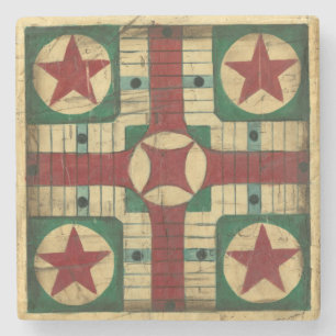 Dessous-de-verre En Pierre Panneau antique de jeu de Parcheesi par le