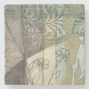Dessous-de-verre En Pierre Panneau de jardin avec le feuille, les fleurs, et