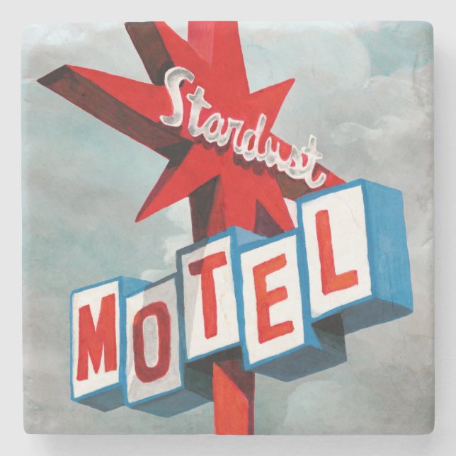 Dessous-de-verre En Pierre Panneau du Motel Stardust (Devant)
