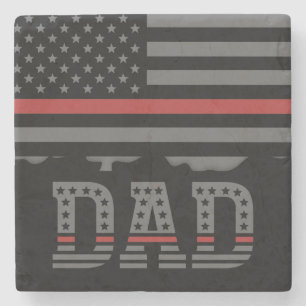 Dessous-de-verre En Pierre Papa Thin Red Line Pompier Papa Cadeau