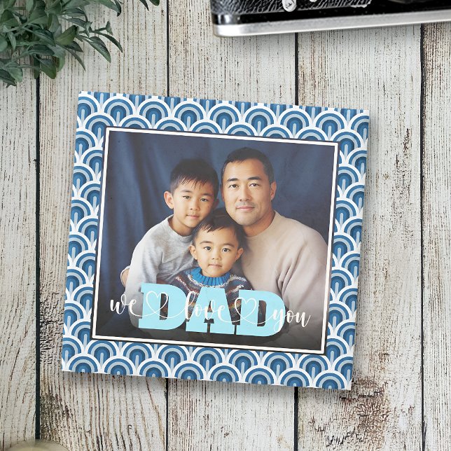 Dessous-de-verre En Pierre Papa We Love You Blue Art Déco Photo personnalisée (Créateur téléchargé)