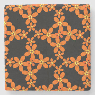 Dessous-de-verre En Pierre papier peint rétro orange 1970