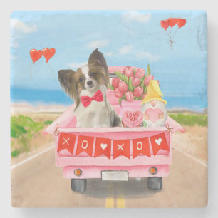 Dessous-de-verre En Pierre Papillon Chien Saint-Valentin Coeurs de Camion