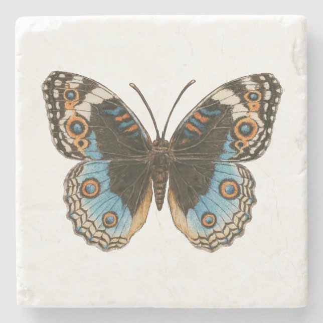 Dessous-de-verre En Pierre Papillon Pansy Bleu (Devant)
