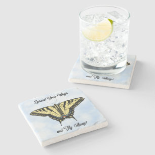 Dessous-de-verre En Pierre Papillon Swallowtail Jaune Ciel Personnalisé