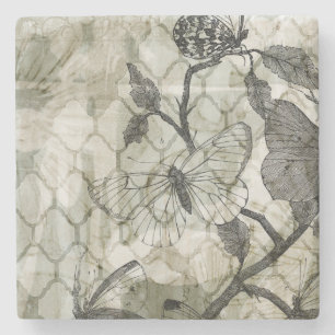 Dessous-de-verre En Pierre Papillons d'arabesque II