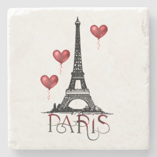 Dessous-de-verre En Pierre Paris, Tour Eiffel et Ballons du Coeur Rouge