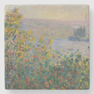 Dessous-de-verre En Pierre Parterres de fleurs à Vétheuil, paysage impression
