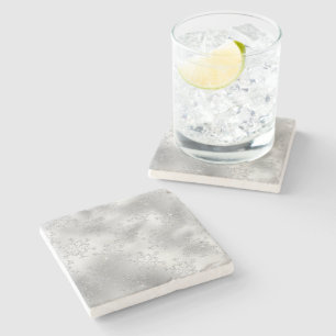 Dessous-de-verre En Pierre Parties scintillant argentée Glitzy Snowflakes