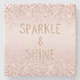 Dessous-de-verre En Pierre Parties scintillant brillante rose pâle