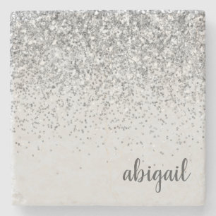 Dessous-de-verre En Pierre Parties scintillant d'argent personnalisée Sparkle