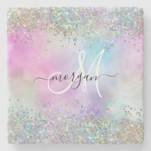 Dessous-de-verre En Pierre Parties scintillant holographique Rainbow Pastels 