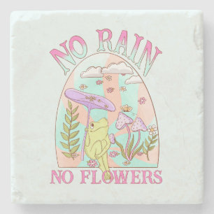 Dessous-de-verre En Pierre Pas de pluie, pas de fleurs - Floral et champignon